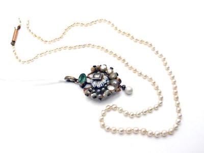 Lot 56 - An Antique Pearl Pendant, with collet set...