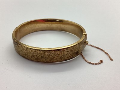 Lot 62 - A Chester Hallmarked 9ct Gold Bangle, semi...