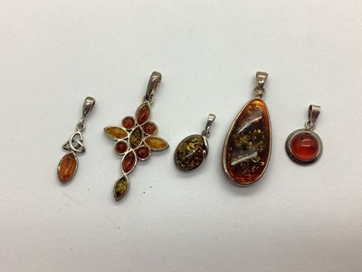 Lot 88 - An Amber Coloured Pendant, of teardrop form,...