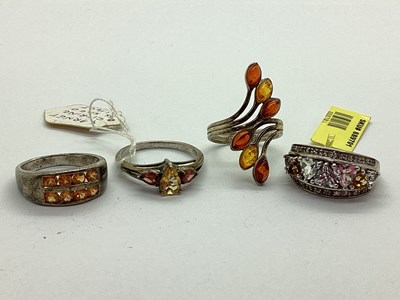 Lot 89 - A Decorative Amber Coloured Ring, marquise...