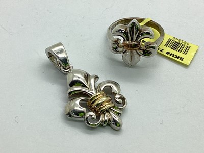 Lot 97 - A Decorative Fleur-de-Lis Pendant, of two tone...