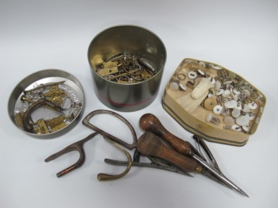 Lot 1301 - Old Vintage Rug Making Tools, small brass...
