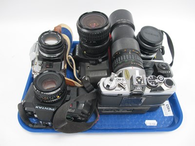 Lot 1453 - Cameras; Olympus OM10 with 50mm f/1.8 and...