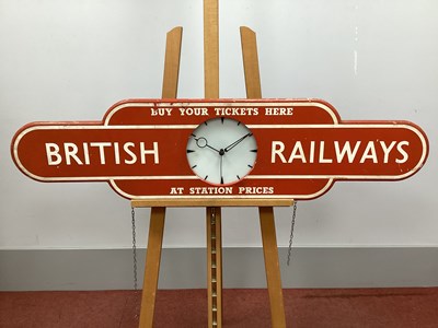 Lot 1306 - British Railway Wooden Totem Sign Clock...