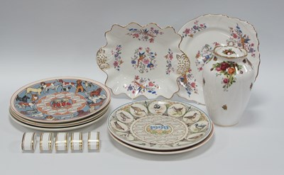 Lot 1207 - Six Wedgwood Calendar Plates, Hammersley cake...