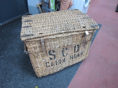 Lot 1592 - Large Wicker Laundry Basket, 'SCD Cairn Home'...