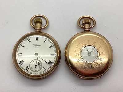 Lot 292 - Waltham U.S.A; A Gold Plated Openface Pocket...