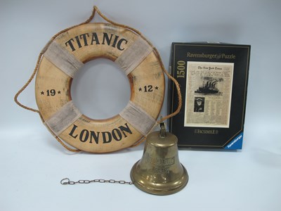 Lot 1408 - Brass Ships Bell Engraved Titanic 1912,...
