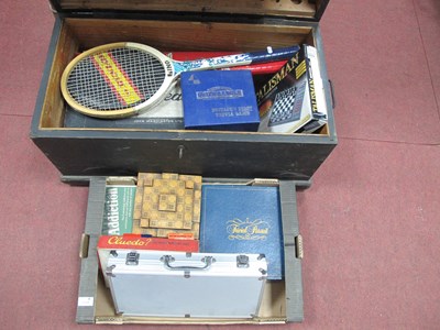 Lot 1110 - A Painted Pine Tool Chest Containing Monopoly,...