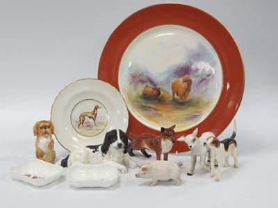 Lot 1267 - Royal Crown Derby Figures of Dogs, pig, fox,...