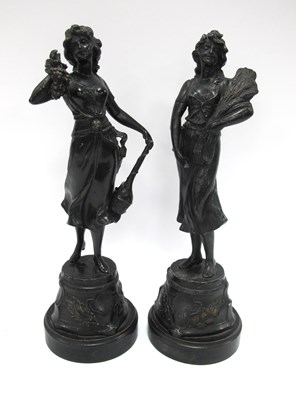 Lot 1476 - A Pair of Late XIX Century Spelter Figures,...