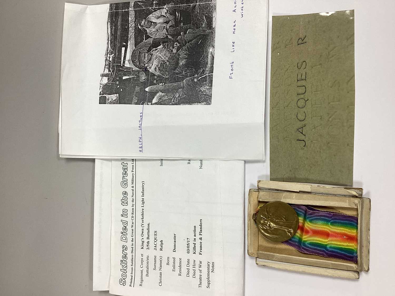 Lot 867 - WWI Victory Medal With Box, awarded to 5023...
