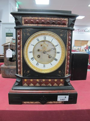 Lot 1467 - Black Slate and Red Marble Cased Mantle Clock...