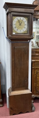 Lot 1560 - XVIII Century Oak Longcase Clock, with brass...