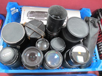 Lot 1438 - Camera Lenses; Pentacon MC 135mm f/2.8, Canon...