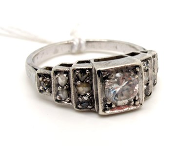 Lot 114 - An Art Deco Diamond Set Ring, of stepped...