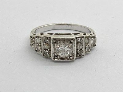 Lot 351 - An Art Deco Diamond Set Ring, of stepped...