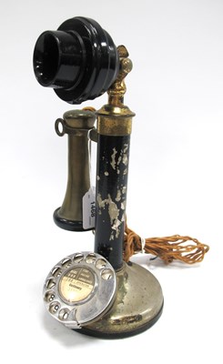 Lot 1468 - A vintage Candlestick Telephone, the front...