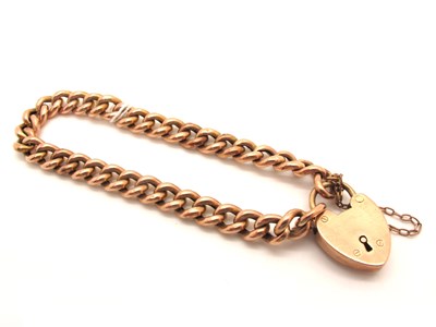 Lot 99 - A Rose Colour Curb Link Bracelet, to heart...