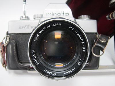 Lot 1471 - Camera; Minolta SRT101 with hand grip and MC...