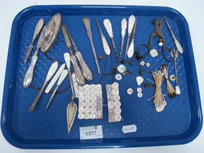 Lot 1377 - Silver Backed Nail Buffer, file and other...