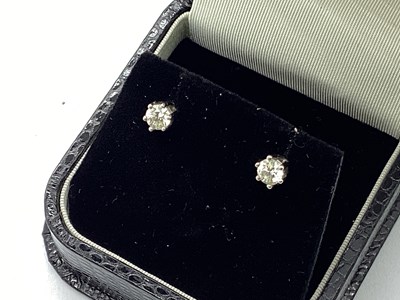 Lot 72 - A Pair of Single Stone Diamond Earstuds, each...