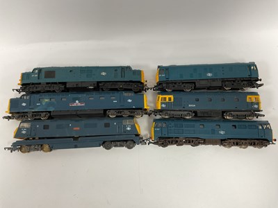 Lot 566 - Six 00 gauge BR blue diesel locomotives: a...