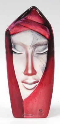 Lot 1247 - Mats Jonasson, Red Glass Face Sculpture of...