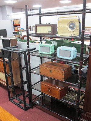 Lot 1577 - Bamboo Black Painted Display Shelves, 190cm...