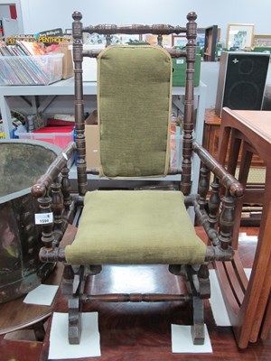 Lot 1594 - Child's American Rocker, with upholstered back...