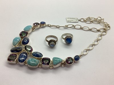 Lot 144 - A Modern Multi Gem Set Necklace, assorted...