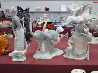 Lot 1291 - Lladro Lady & Ducks Figure Group, 22cm high....