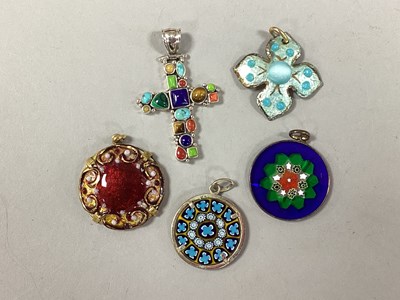 Lot 116 - A French Emaux Limoges Enamel Pendant,...