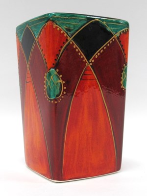Lot 1200 - Anita Harris 'Gothic Arches' Square Vase, gold...