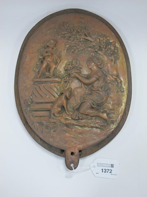 Lot 1372 - Brass Oval Plaque Circa Early XX Century,...