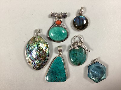 Lot 141 - Modern Polished Hardstone and Other Pendants,...