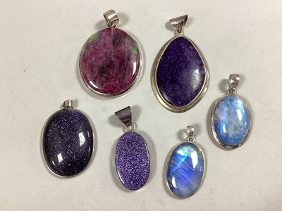 Lot 120 - Modern Polished Hardstone and Other Pendants,...
