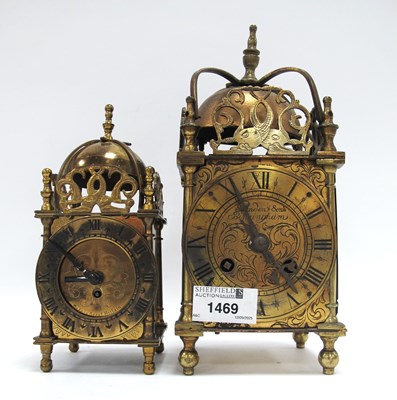 Lot 1469 - XVII Century style brass lantern clocks one...