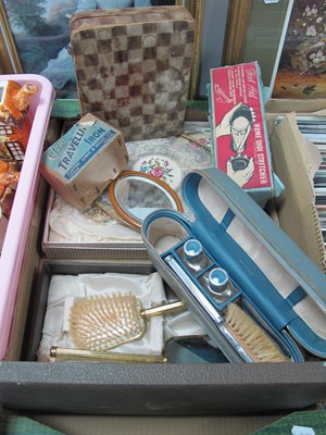Lot 1013 - A cased dressing table set including hand...