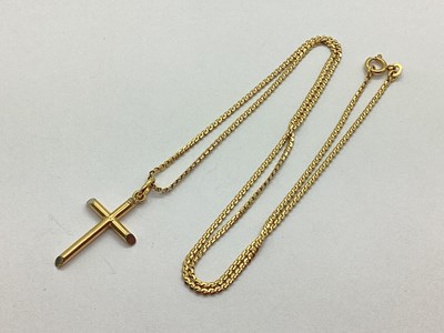 Lot 38 - A Modern Hollow Cross Pendant, on smooth link...