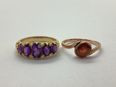 Lot 32 - A Victorian Style Amethyst Five Stone Ring,...