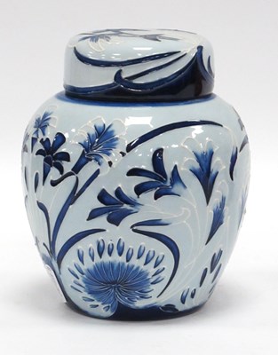 Lot 1272 - Moorcroft Pottery Blue on Blue Ginger Jar and...