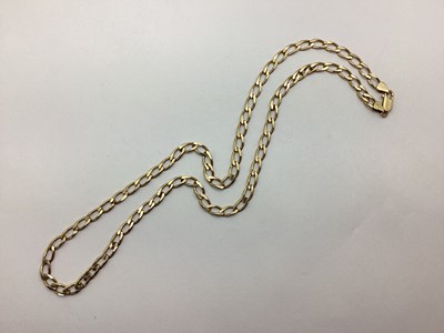 Lot 243 - A 9ct Gold Flat Link Curb Chain, 62cm long...