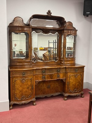 Lot 1609 - A XX Century Walnut Mirror Backed Sideboard,...