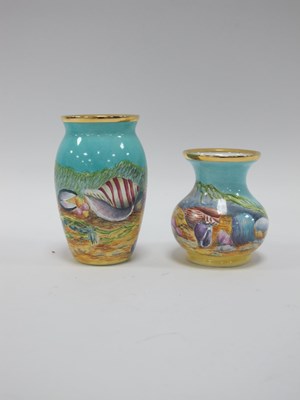 Lot 1381 - Moorcroft Enamel Sea Shell Vases. ovoid, 6cm...