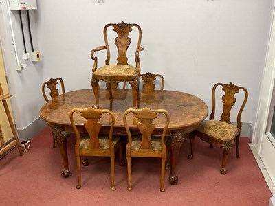 Lot 1590 - A XX Century Walnut Dining Room Suite,...