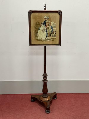 Lot 1611 - A XIX Century Rosewood Pole Screen, the...