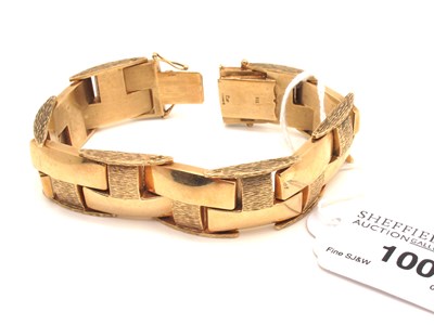 Lot 100 - A 9ct Gold Chunky Bracelet, of geometric...