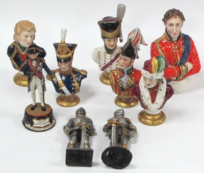 Lot 1227 - Continental Ceramic Military Busts, bronte...
