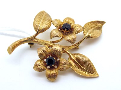 Lot 80 - A 9ct Gold Floral Spray Brooch, of textured...